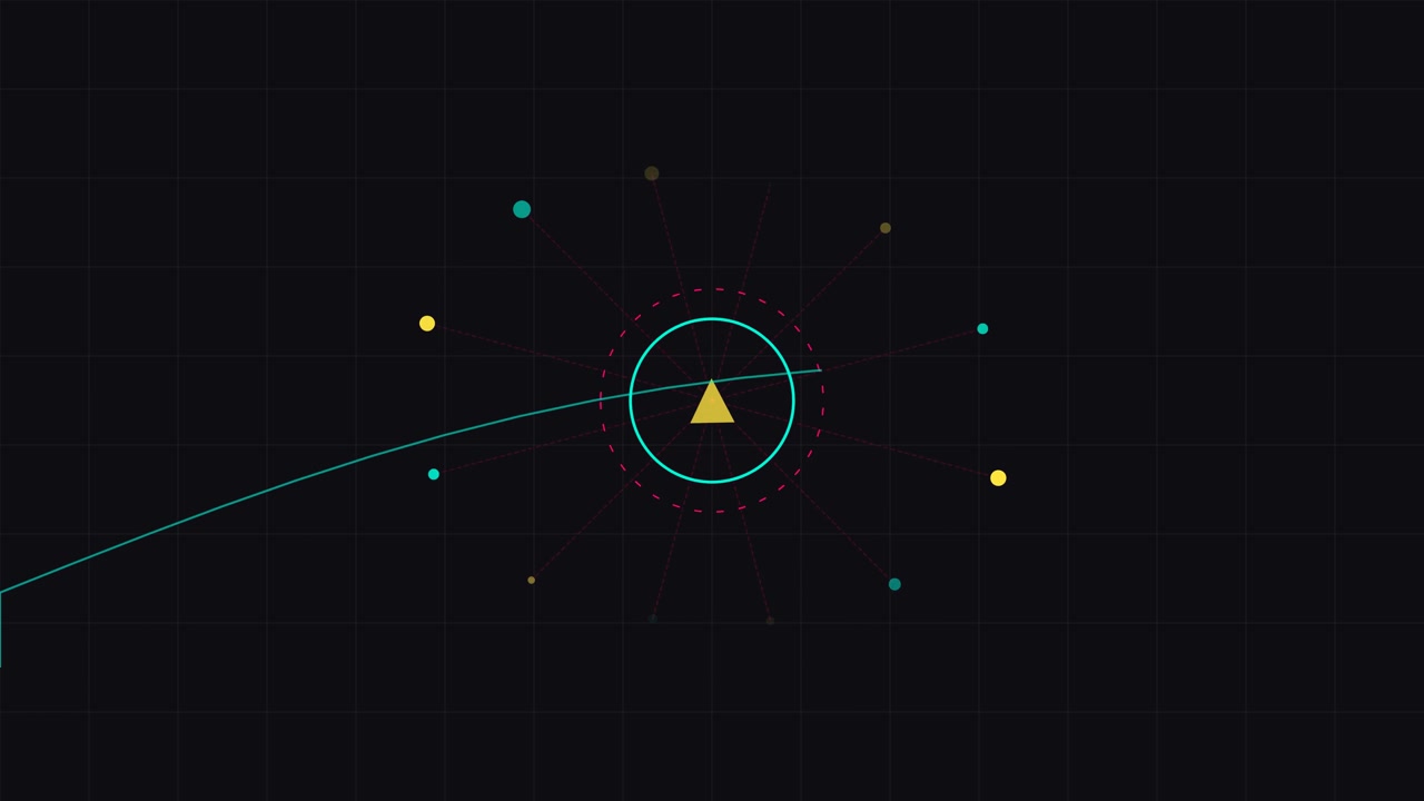 Grafica in movimento astratta di triangolo rotante e linea ondulata