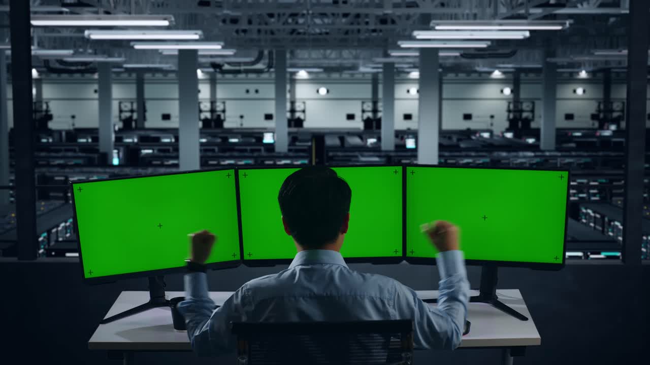 데이터 센터에서 성공을 축하하는 전문