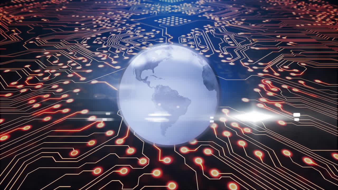 Animation of globe with connections over light spots