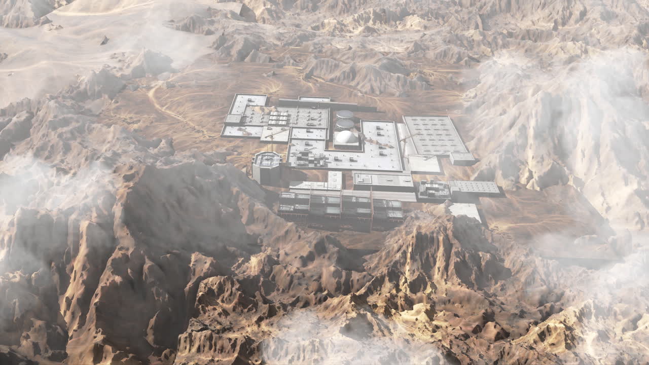 Aerial View of Industrial Complex in Desert Landscape
