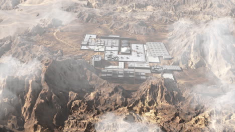 aerial view of industrial complex in desert landscape