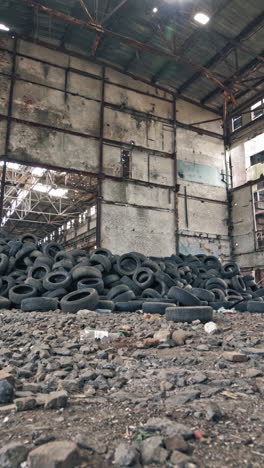 empty storehouse interior for background. industrial abandoned building interior in dark colors vertical video