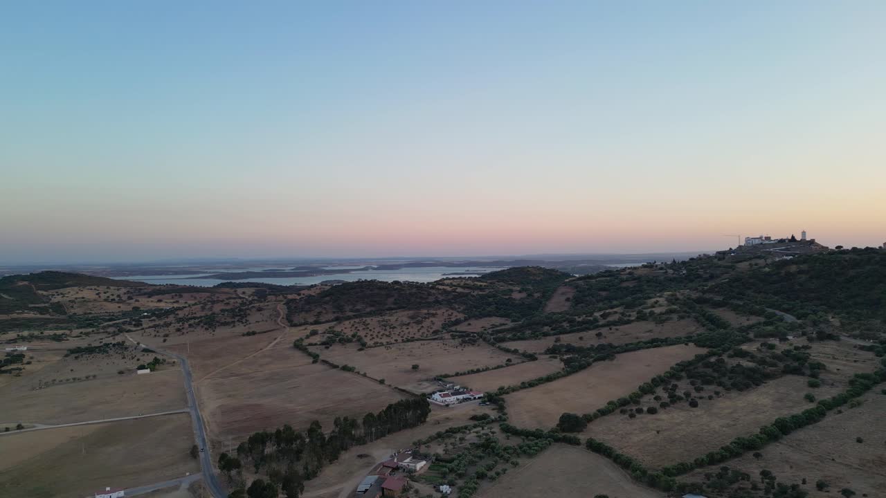 Landscape view of countryside on sunset time