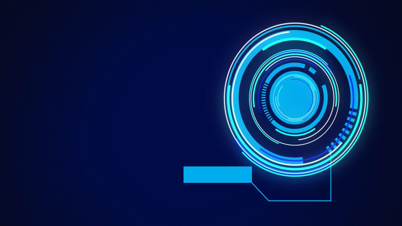 animación de escaneado de visores y procesamiento de datos sobre fondo azul