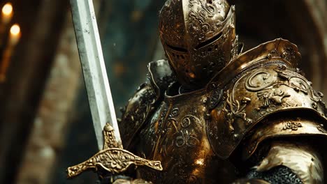 golden knight with sword