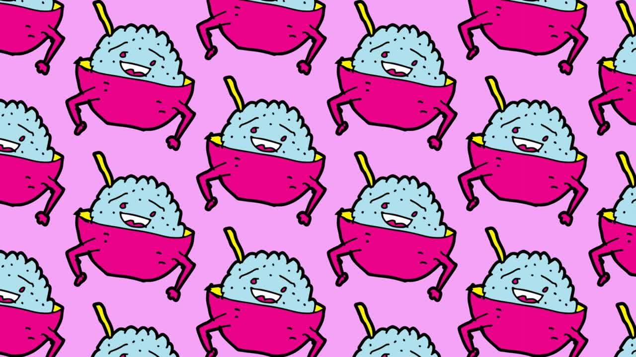 niños dibujando arte pop fondo sin costuras con tema de arroz