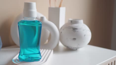 mouthwash bottle on a modern decorated table