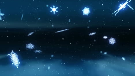 animación de nieve cayendo sobre fondo negro en navidad