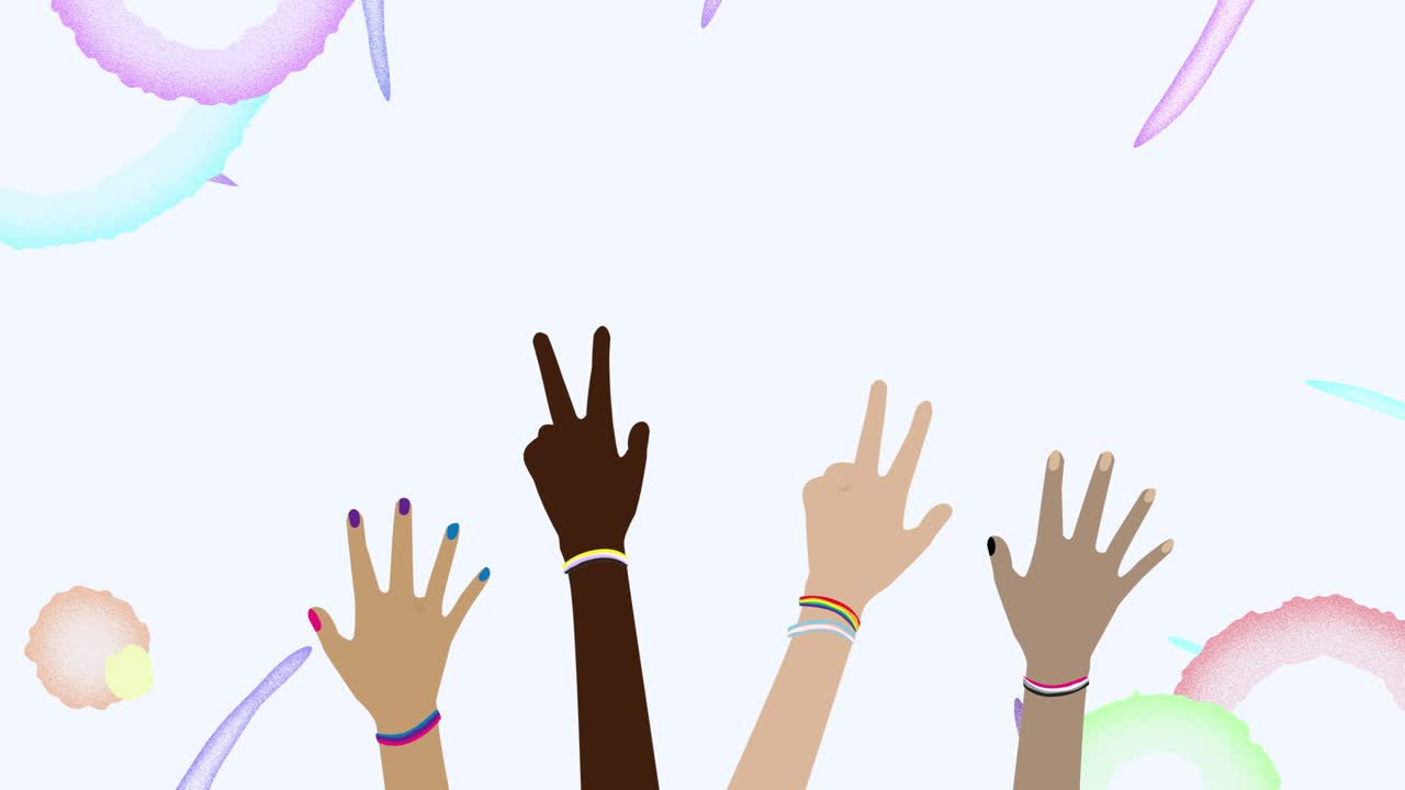 People celebrating their diversity with lgbt wristbands