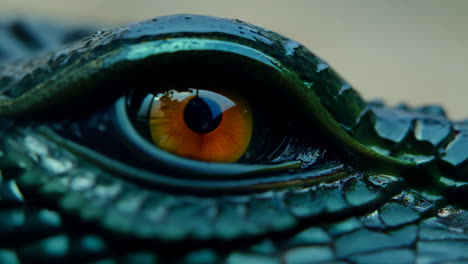 close-up of alligator eye surrounded by water in natural habitat