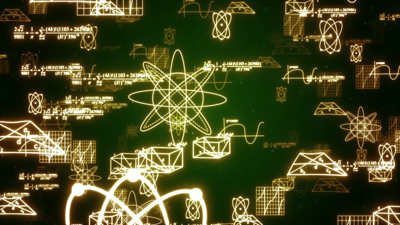 Basic math equations and formulas chalk lettering on school green chalkboard seamless pattern loop