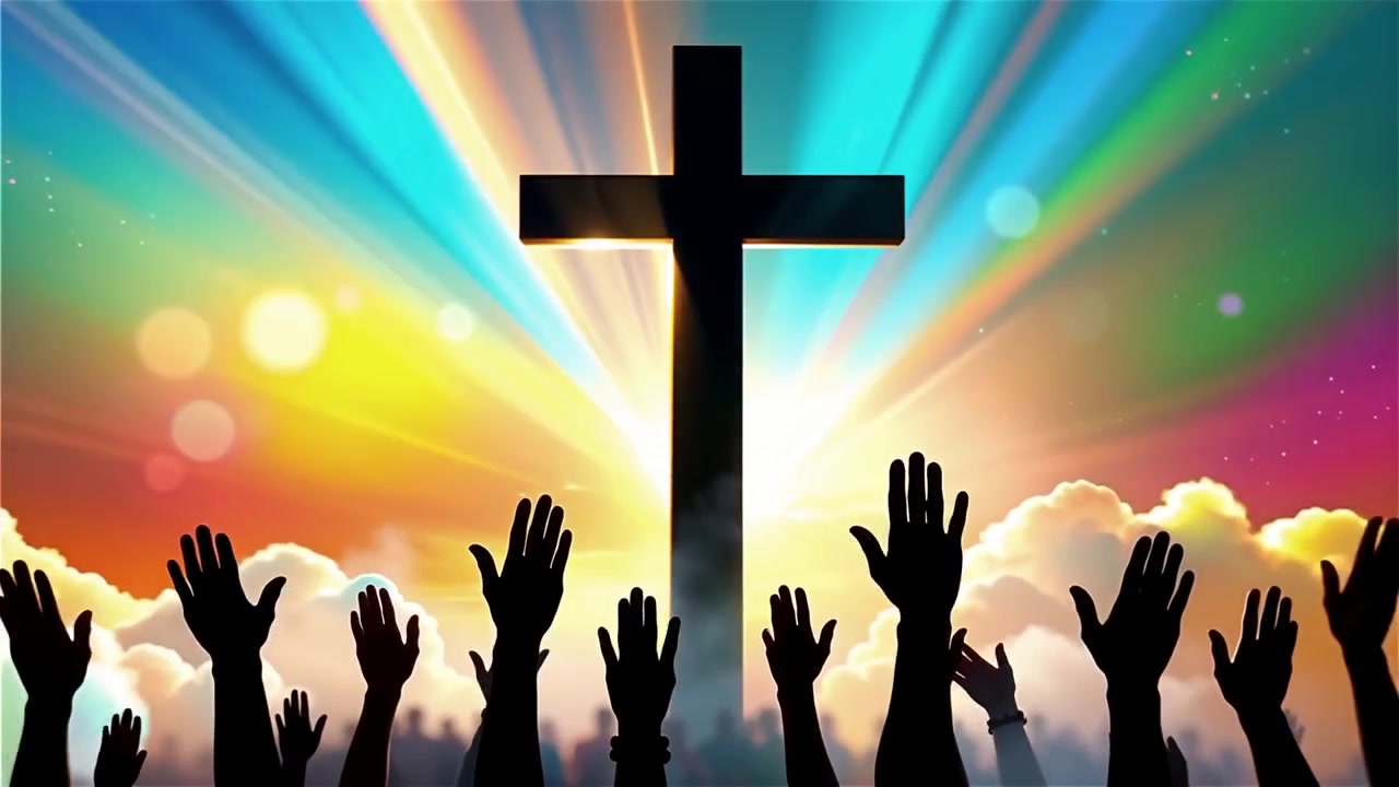 Christian Cross Heavenly Light Worship Background