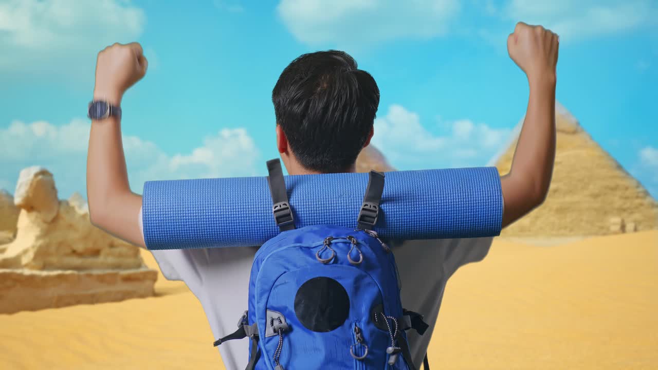 Happy Traveler at the Pyramids