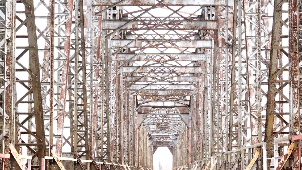 Derelict railway bridge road. Old construction no people nobody