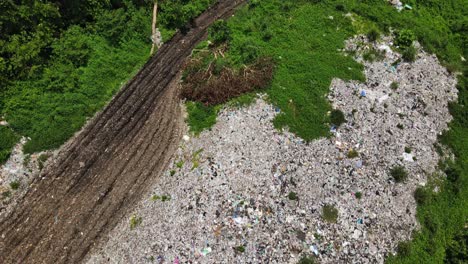 drone shot of jungle and plastic pollution on a tropical island in thailand