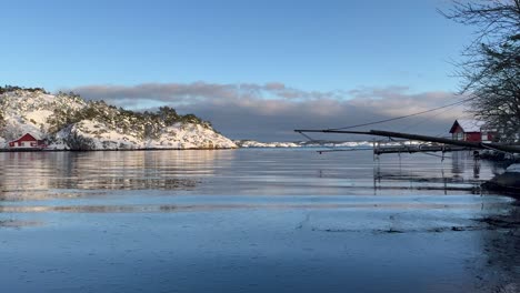 Calm-winter-coast-in-Norway,-captured-in-smooth-slow-motion-and-4K-clarity