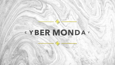 Cyber-Monday-text-on-marble-texture-with-gold-shapes