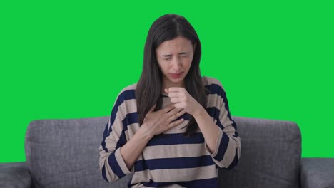 chica india enferma que sufre de problema de acidez pantalla verde