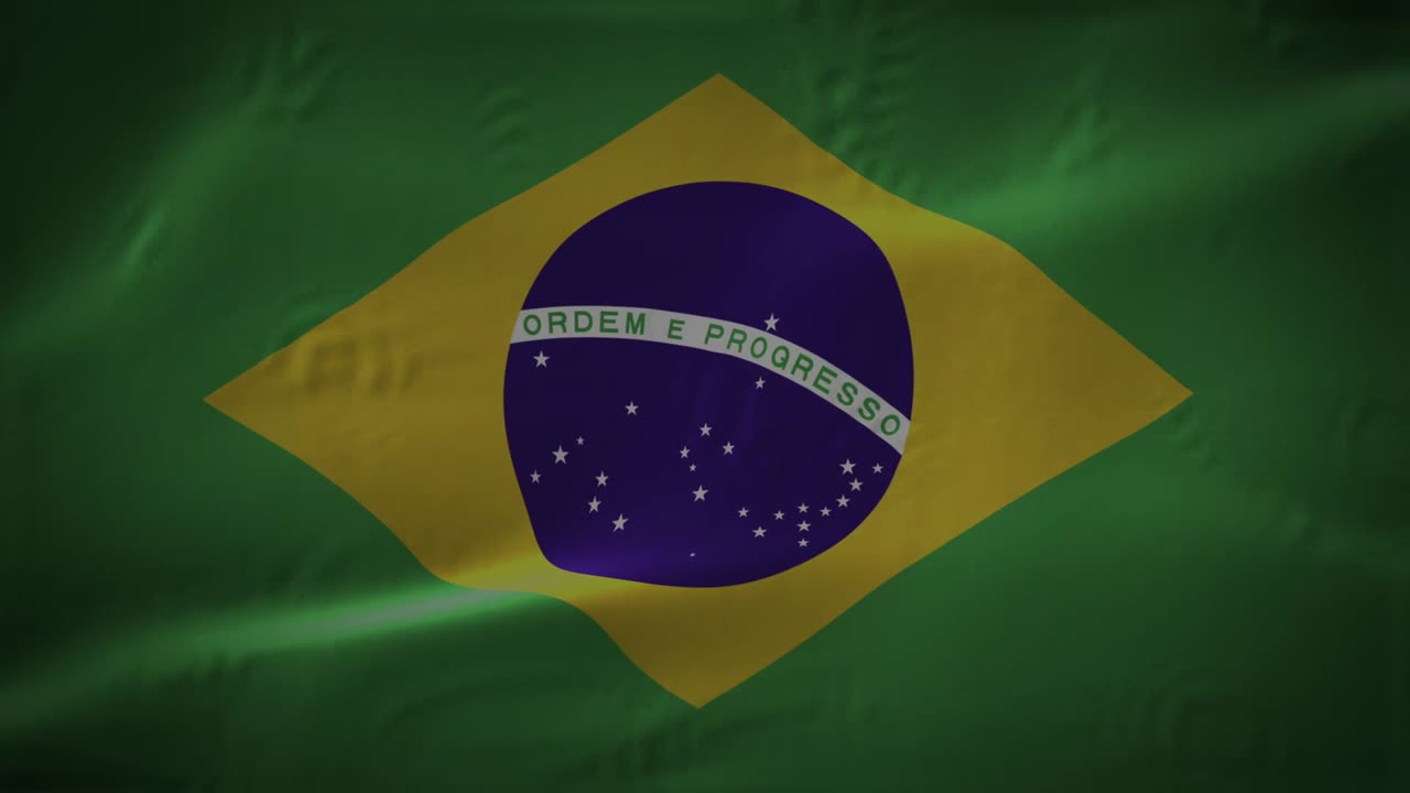 Brasilien realistisk nationalflag sømløs loopende vinkende animation