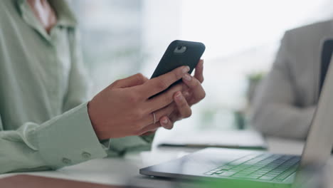 phone, search and hands of business person
