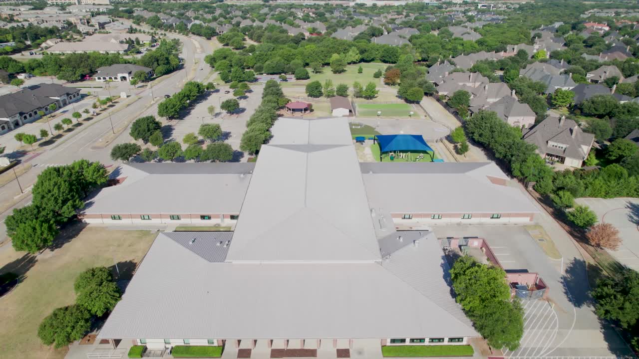 Aerial video of Otis Spears Elementary School in Frisco located at 8500 Wade Blvd, Frisco, TX 75034