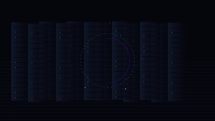 Abstract Digital Data Server Visualization with Rotating Circular Interface