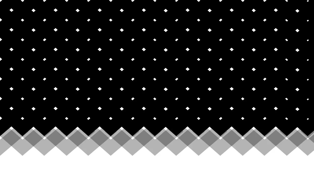 Transizione a motivo geometrico in bianco e nero con triangoli e punti