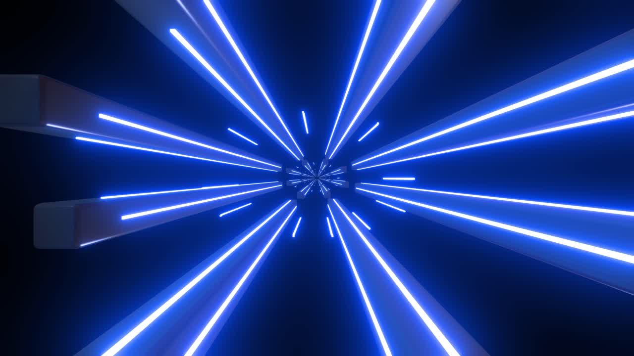 Neon Blue Tunnel 3D Visualization
