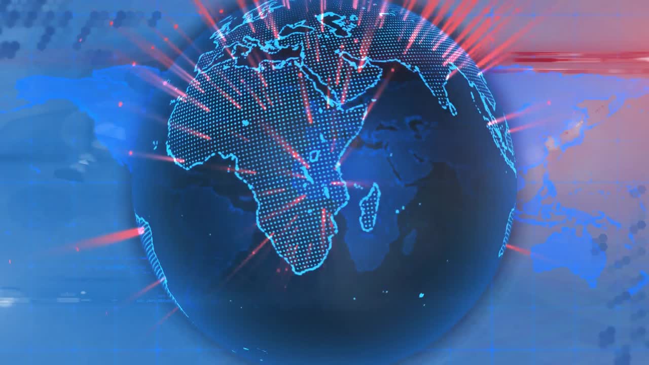 Animation of blue glowing digital globe