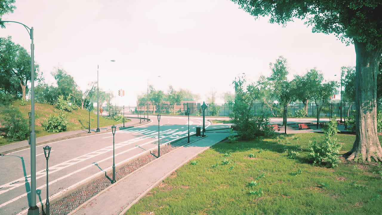 큰 도시 의 비어 있는 고속도로