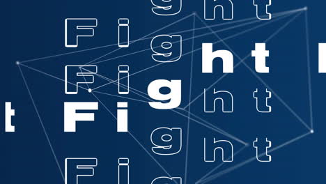fight text animation over blue background with white lines and shapes