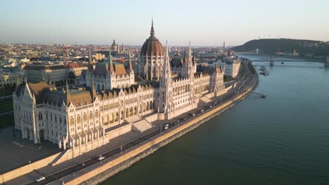 aerial view of hungary's famous parliament building