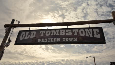 old tombstone western town sign entry to theme park