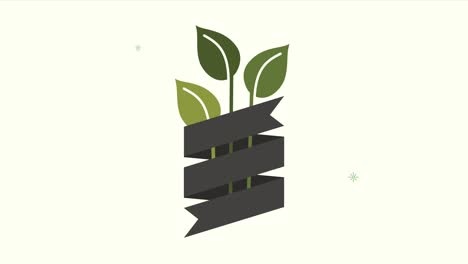 planta y cinta de emblema de calidad orgánica y natural