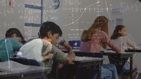 学校の多様な生徒のクラスで数学グラフのアニメーション
