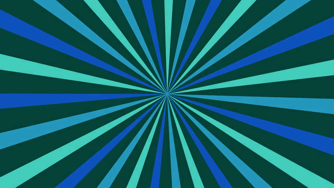Animazione dinamica di motivo a raggiera radiale blu e verde