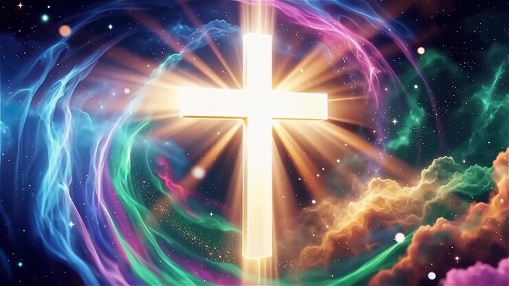 Christian Cross Heavenly Light Worship Background
