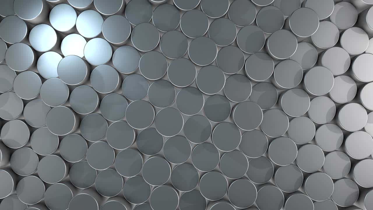 Superfici cilindriche geometriche in alluminio astratte nello spazio virtuale