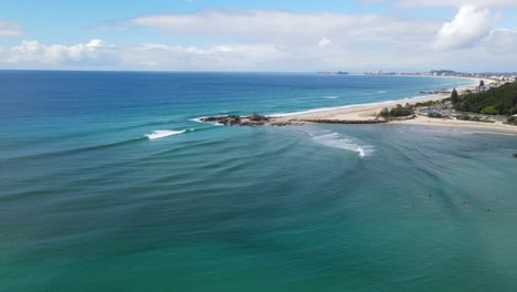 panoramic view of currumbin beach and wallace nicoll park in the australian city of gold coast