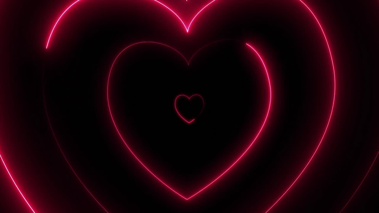 검은 바탕 위에 네온 심장의 애니메이션