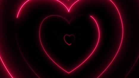 animation of neon hearts over black background