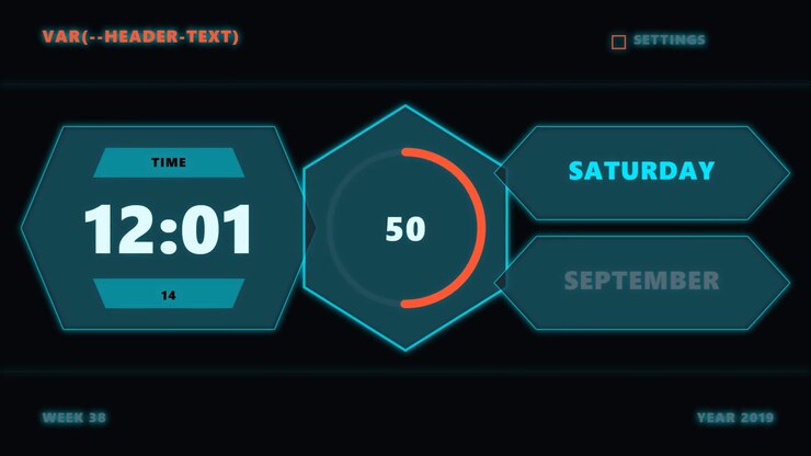 Digital Futuristic Interface Showing Increasing Counter and Date Information