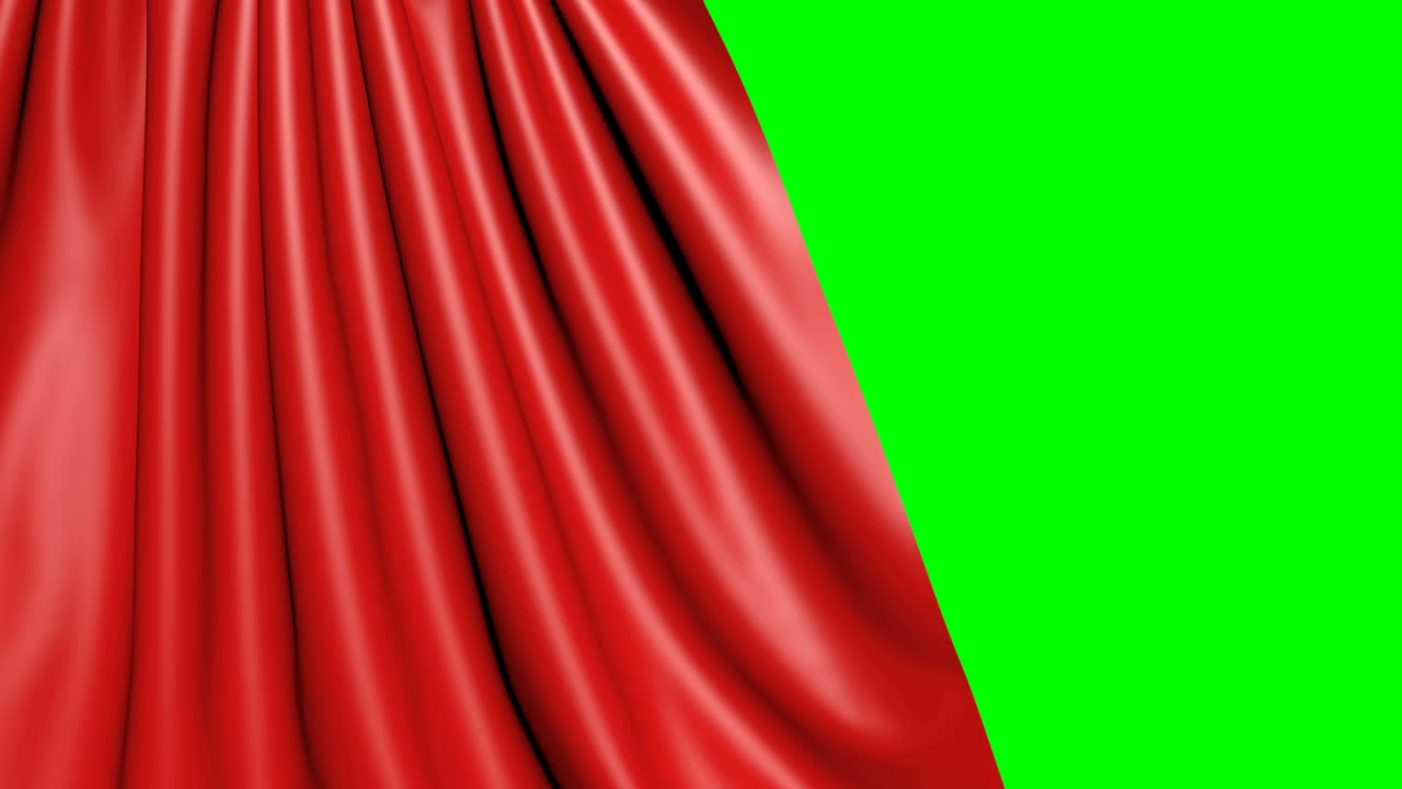 녹색 스크린에 빨간 커튼을 열고 콘셉트 아트 3d 스타일 4k