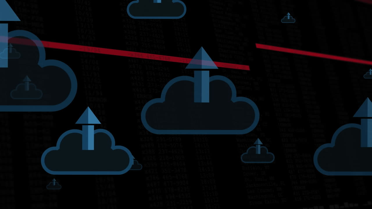 animación de nubes con flechas sobre líneas.
