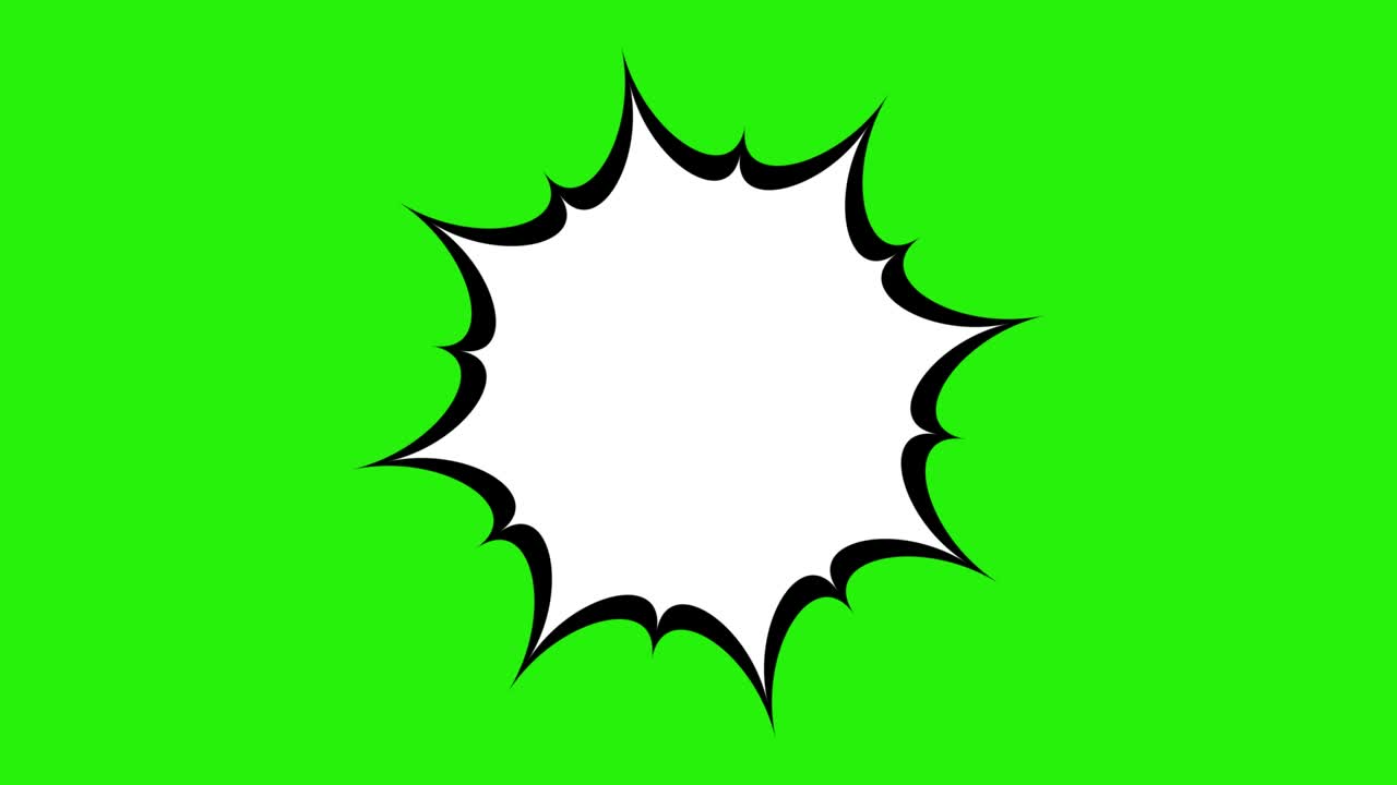 la burbuja de habla del cómic en el fondo de la pantalla verde de la llave de croma. animación retro de dibujos animados de arte pop. 4k