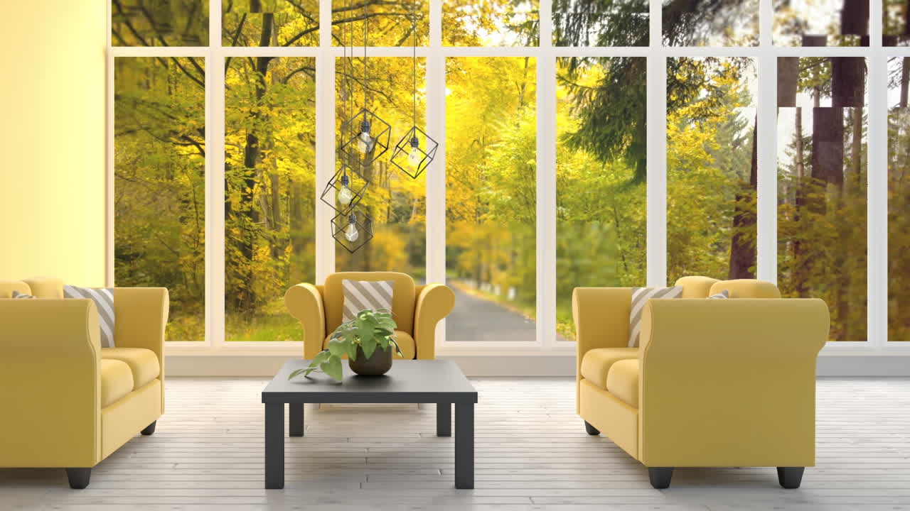 실내 거실과 함께 숲 비디오