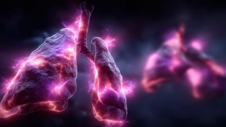A Stunning Visual Representation of Lungs Emitting Cosmic Energy in an Artistic Exploration of Human Anatomy and Its Connection to the Cosmos