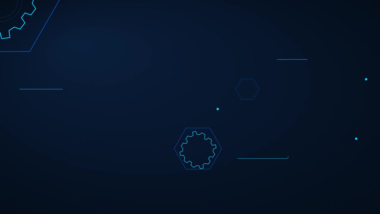 Abstract Digital Background with Animated Blue Gear Icons and Lines