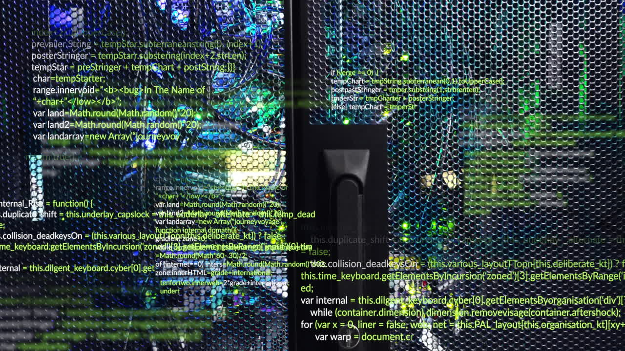 animación del procesamiento de datos digitales a través de servidores informáticos