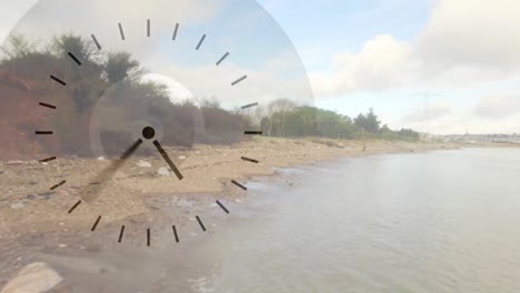 orilla del río con reloj